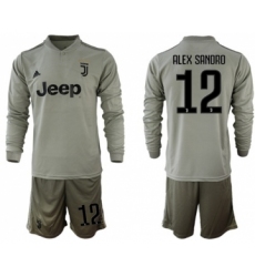 Juventus #12 Alex Sandro Away Long Sleeves Soccer Club Jersey
