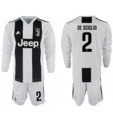 Juventus #2 De Sciglio Home Long Sleeves Soccer Club Jersey