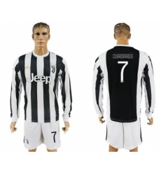 Juventus #7 Cuadrado Home Long Sleeves Soccer Club Jersey