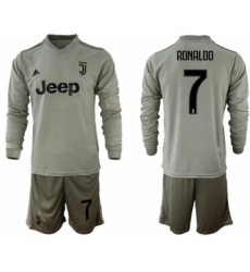 Juventus #7 Ronaldo Away Long Sleeves Soccer Club Jersey