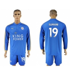 Leicester City #19 Slimani Home Long Sleeves Soccer Club Jersey