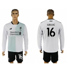 Liverpool #16 Grujic Away Long Sleeves Soccer Club Jersey