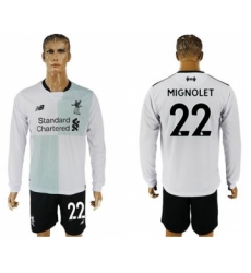Liverpool #22 Mignolet Away Long Sleeves Soccer Club Jersey