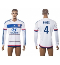 Lyon #4 Koneb Home Long Sleeves Soccer Club Jersey