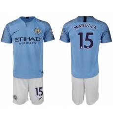 Manchester City #15 Mangala Home Soccer Club Jersey