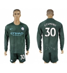 Manchester City #30 Otamendi Sec Away Long Sleeves Soccer Club Jersey