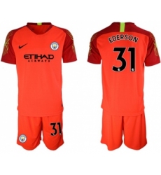 Manchester City #31 Ederson Red Goalkeeper Soccer Club Jersey