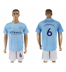 Manchester City #6 Fernando Home Soccer Club Jersey