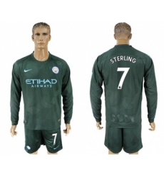 Manchester City #7 Sterling Sec Away Long Sleeves Soccer Club Jersey