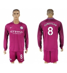 Manchester City #8 Gundogan Away Long Sleeves Soccer Club Jersey