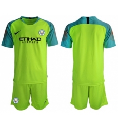 Manchester City Blank Shiny Green Goalkeeper Soccer Club Jersey