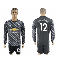 Manchester United #12 Smalling Black Long Sleeves Soccer Club Jersey