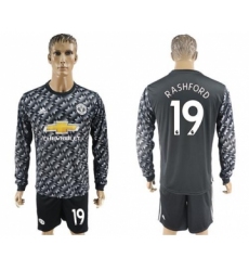 Manchester United #19 Rashford Black Long Sleeves Soccer Club Jersey