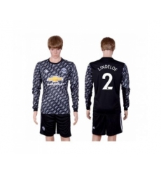 Manchester United #2 Lindelof Black Long Sleeves Soccer Club Jersey
