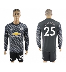 Manchester United #25 Valencia Black Long Sleeves Soccer Club Jersey