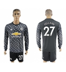 Manchester United #27 Fellaini Black Long Sleeves Soccer Club Jersey