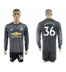 Manchester United #36 Darmian Black Long Sleeves Soccer Club Jersey