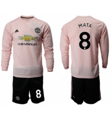 Manchester United #8 Mata Away Long Sleeves Soccer Club Jersey