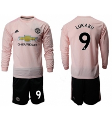 Manchester United #9 Lukaku Away Long Sleeves Soccer Club Jersey