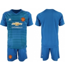 Manchester United Blank Blue Goalkeeper Soccer Club Jersey