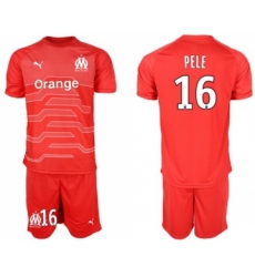 Marseille #16 Pele Red Goalkeeper Soccer Club Jersey