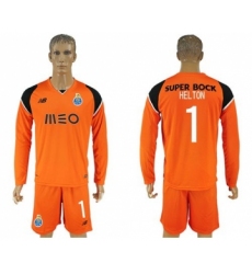 Oporto #1 Helton Orange Goalkeeper Long Sleeves Soccer Club Jersey