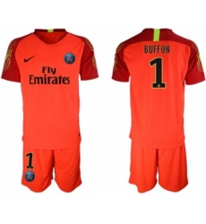 Paris Saint-Germain #1 Buffon Red Goalkeeper Soccer Club Jersey