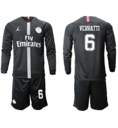 Paris Saint-Germain #6 Verratti Home Jordan Long Sleeves Soccer Club Jersey