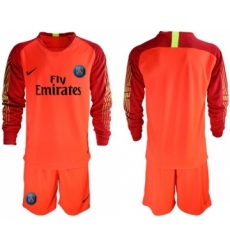 Paris Saint-Germain Blank Red Goalkeeper Long Sleeves Soccer Club Jersey