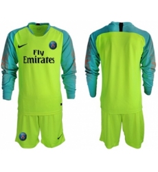 Paris Saint-Germain Blank Shiny Green Goalkeeper Long Sleeves Soccer Club Jersey