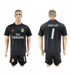 Real Madrid #1 Casillas Black Goalkeeper Soccer Club Jersey