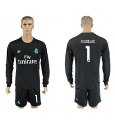 Real Madrid #1 I Casillas Away Long Sleeves Soccer Club Jersey
