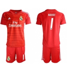 Real Madrid #1 Navas Red Goalkeeper Soccer Club Jersey