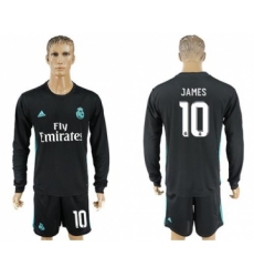Real Madrid #10 James Away Long Sleeves Soccer Club Jersey