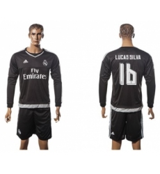 Real Madrid #16 Lucas Silva Black Long Sleeves Soccer Club Jersey