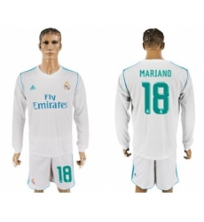 Real Madrid #18 Mariano White Home Long Sleeves Soccer Club Jersey