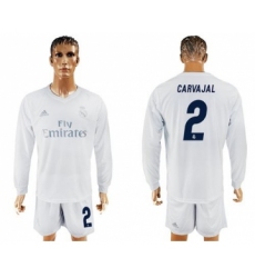 Real Madrid #2 Carvajal Marine Environmental Protection Home Long Sleeves Soccer Club Jersey