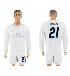 Real Madrid #21 Morata Marine Environmental Protection Home Long Sleeves Soccer Club Jersey