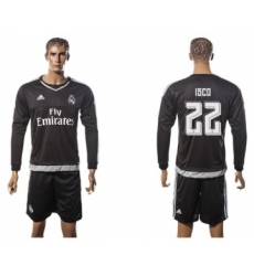 Real Madrid #22 Isco Black Long Sleeves Soccer Club Jersey