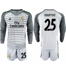 Real Madrid #25 Courtois Grey Goalkeeper Long Sleeves Soccer Club Jersey