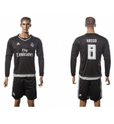 Real Madrid #8 Kroos Black Long Sleeves Soccer Club Jersey
