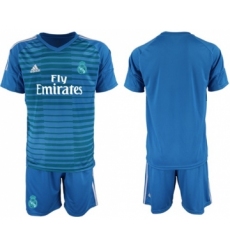 Real Madrid Blank Blue Goalkeeper Soccer Club Jersey