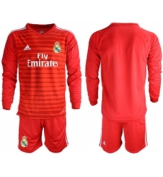 Real Madrid Blank Red Goalkeeper Long Sleeves Soccer Club Jersey