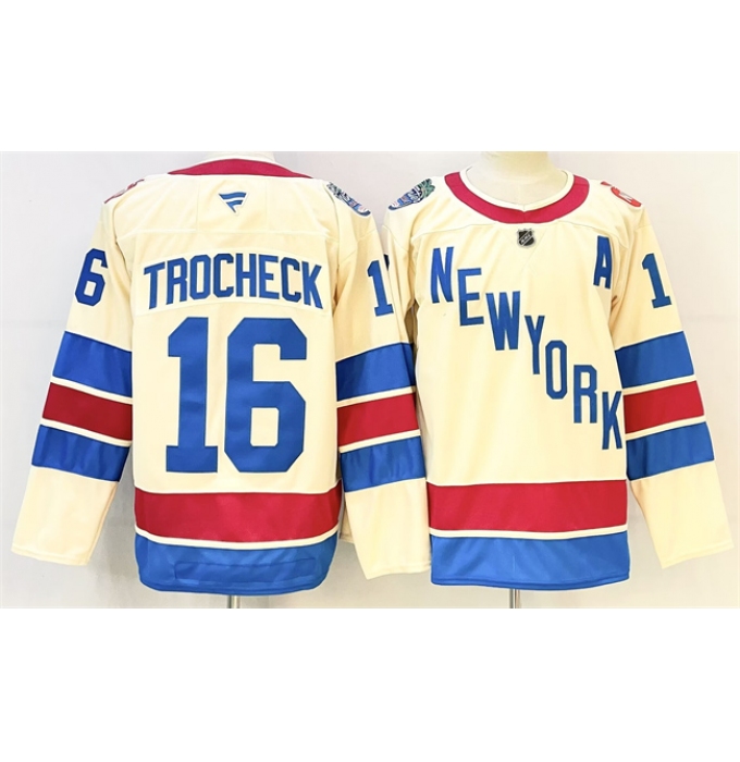 Men's New York Rangers #16 Vincent Trocheck Beige 2025-26 Winter Classic With A Stitched Hockey Jersey