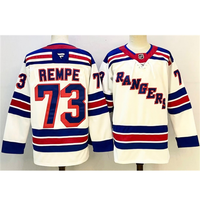 Men's New York Rangers #73 Matt Rempe White 2024-25 Away Stitched Hockey Jersey