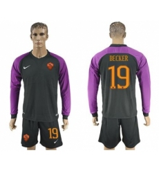 Roma #19 Becker Black Goalkeeper Long Sleeves Soccer Club Jersey