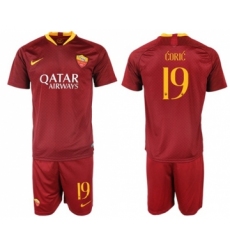 Roma #19 Coric Red Home Soccer Club Jersey