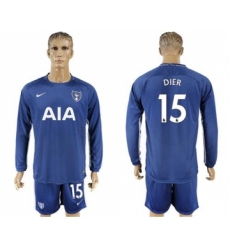 Tottenham Hotspur #15 Dier Away Long Sleeves Soccer Club Jersey