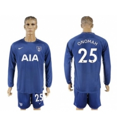 Tottenham Hotspur #25 Onomah Away Long Sleeves Soccer Club Jersey