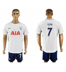 Tottenham Hotspur #7 Son White Blue Soccer Club Jersey